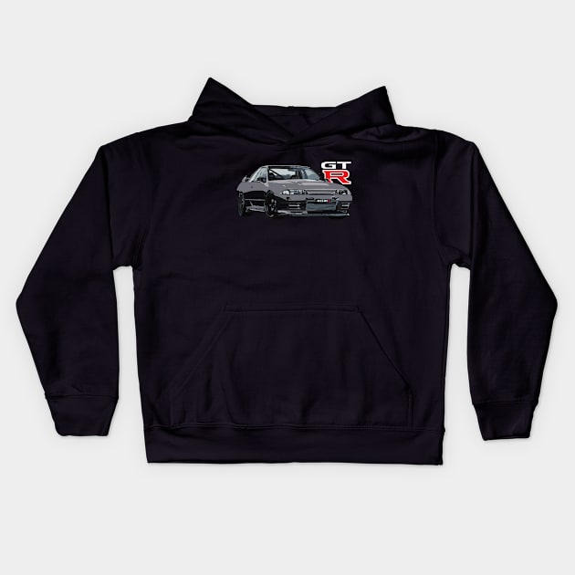 BLACK PEARL R32 GT-R SKYLINE Kids Hoodie by cowtown_cowboy